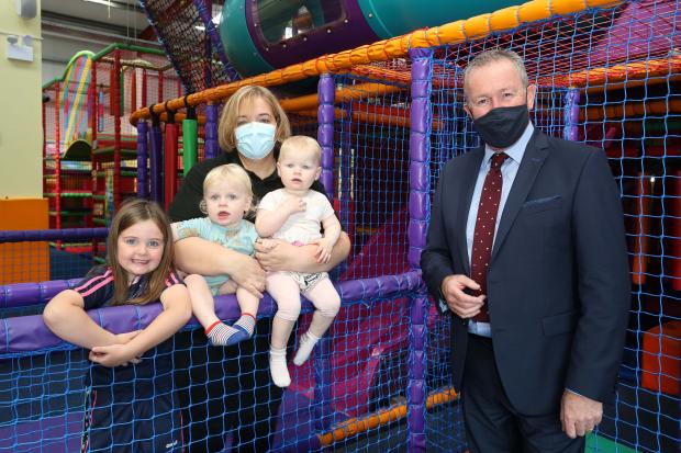 Finance Minister Conor Murphy with mother and children
