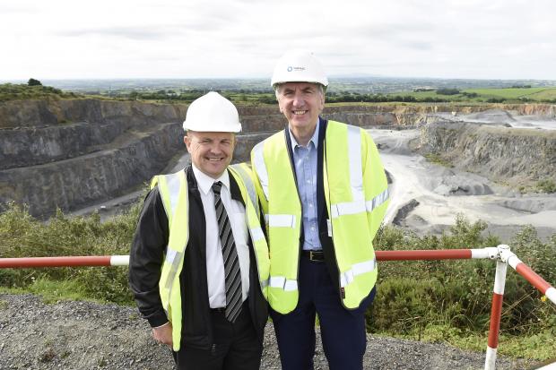 Máirtín Ó Muilleoir, Finance Minister pictured with Gordon Best, Quarry Products Association
