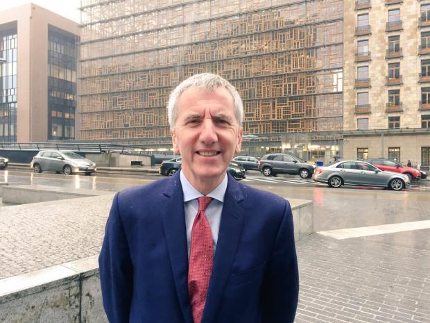 Finance Minister Máirtín Ó Muilleoir pictured in Brussels as he makes the case for continued cooperation with the European Union in the time ahead.