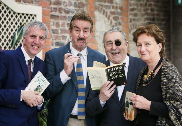 Finance Minister, Máirtín Ó Muilleoir MLA pictured with much-loved local actor, Paddy Scully, and UK actor, John Challis, aka Boycie from the iconic TV series, Only Fools and Horses and Roisin McDonough, Chief Executive, Arts Council of Northern Ireland. 